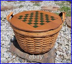 Longaberger Vintage Large Game Basket With Checkerboard Top Checkers KS Lanam