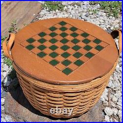 Longaberger Vintage Large Game Basket With Checkerboard Top Checkers KS Lanam