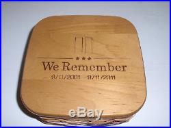 Longaberger WE REMEMBER 911 Basket Set. LID & Protector. NEW