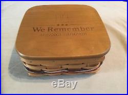 Longaberger WE REMEMBER 911 Basket Set With Lid & Protector Rare