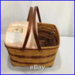 Longaberger WINE & CHEESE Picnic Basket Set Complete with Lid, Protectors & Riser