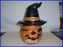 Longaberger WINKY WITCH-KIN basket set, withHat Top, Protector & 4 Tie-ONS, NEW