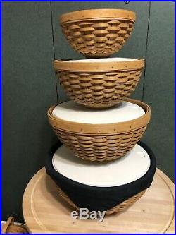 Longaberger Warm Brown Bowl Basket Sets- Set Of 4