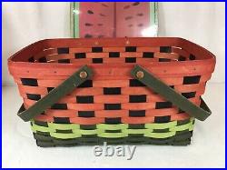 Longaberger Watermelon Medium Market Basket With Lid & Tags