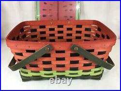 Longaberger Watermelon Medium Market Basket With Lid & Tags