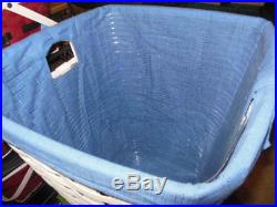 Longaberger White Washed Large Hamper Basket Set Protector Liner and 2 Piece Lid