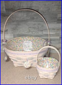 Longaberger Whitewash Jelly Bean Easter Basket 2000/Large and Small Basket Set