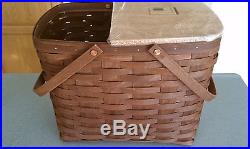Longaberger Wine & Cheese super set Picnic basket Rich brown stain NEW