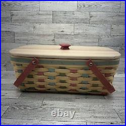Longaberger Woodcrafts 2007 Floral Blooms Small Market Basket with Lid & Liner