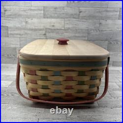 Longaberger Woodcrafts 2007 Floral Blooms Small Market Basket with Lid & Liner