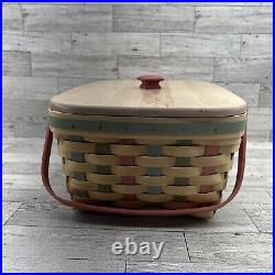 Longaberger Woodcrafts 2007 Floral Blooms Small Market Basket with Lid & Liner