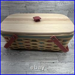 Longaberger Woodcrafts 2007 Floral Blooms Small Market Basket with Lid & Liner