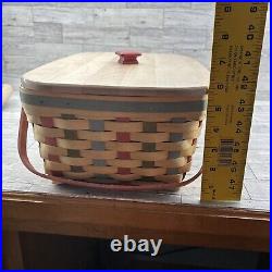Longaberger Woodcrafts 2007 Floral Blooms Small Market Basket with Lid & Liner