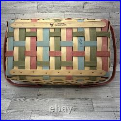 Longaberger Woodcrafts 2007 Floral Blooms Small Market Basket with Lid & Liner