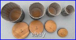 Longaberger Woodcrafts 4 Gray Canister Baskets with Lids (No Liners) 2003 Longaberger Woodcrafts 4 Gray Canister Baskets with Lids (No Liners) 2003