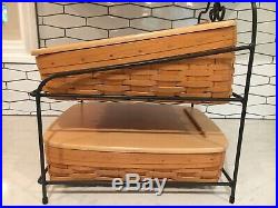 Longaberger Woodcrafts Basket Set With Wrought Iron Stand