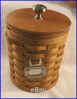 Longaberger Wooden Basket Canister Set of 3 Interior Plastic Insert/Lid/Hang Tag