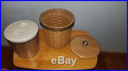 Longaberger Wooden Basket Canister Set of 3 Plastic Inserts and Lids