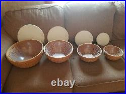 Longaberger Woven Bowls Set of 4 Baskets with Lidded Hard ProtectorsEUC