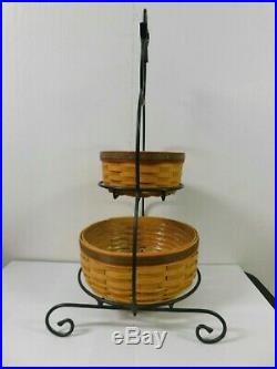 Longaberger Wr Iron Snowman Stand & Frosty Basket Combo with Protectors Set