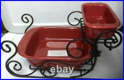 Longaberger Wrought Iron 2014 Santa Sleigh Set with2 Baskets-Red-NEW