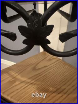 Longaberger Wrought Iron 4 Tiered Corner Shelf Stand 4 Oak Wood Shelves