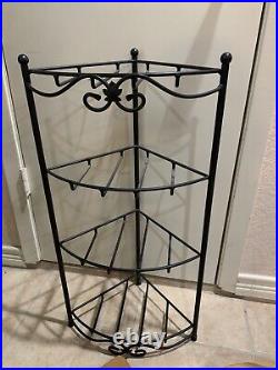Longaberger Wrought Iron 4 Tiered Corner Shelf Stand with 4 Baskets & Shelves