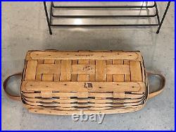 Longaberger Wrought Iron Bakers Rack with 2 Bread Baskets (1990 & 2002) withLiners