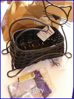 Longaberger Wrought Iron Black Cat Basket Holder with Basket Combo Set with Liner