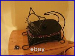 Longaberger Wrought Iron Black Cat and Black Basket combo set