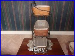 Longaberger Wrought Iron Bread Basket Rack + 3 Bread Basket Sets WB, RB, DB