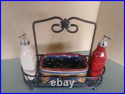 Longaberger Wrought Iron Caddy, American Celebrations basket set, 2 dispensers