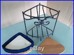 Longaberger Wrought Iron Countertop Corner stand with basket set and wood shelf