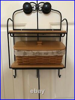Longaberger Wrought Iron Envelope Rack 2 shelves & Complete Lidded Basket Set