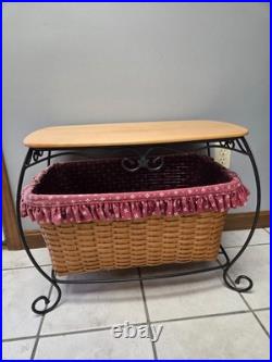 Longaberger Wrought Iron Hope Chest Basket Stand Table Basket protector Wood Lid