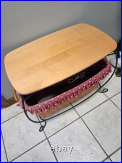 Longaberger Wrought Iron Hope Chest Basket Stand Table Basket protector Wood Lid