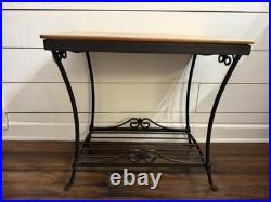 Longaberger Wrought Iron Library End table with Warm Brown Wood Crafts Top Longaberger Wrought Iron Library End table with Warm Brown Wood Crafts Top