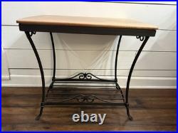 Longaberger Wrought Iron Library End table with Warm Brown Wood Crafts Top Longaberger Wrought Iron Library End table with Warm Brown Wood Crafts Top