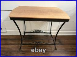 Longaberger Wrought Iron Library End table with Warm Brown Wood Crafts Top Longaberger Wrought Iron Library End table with Warm Brown Wood Crafts Top