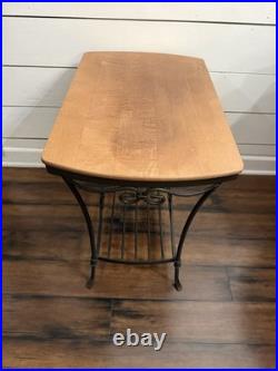Longaberger Wrought Iron Library End table with Warm Brown Wood Crafts Top Longaberger Wrought Iron Library End table with Warm Brown Wood Crafts Top