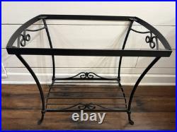 Longaberger Wrought Iron Library End table with Warm Brown Wood Crafts Top Longaberger Wrought Iron Library End table with Warm Brown Wood Crafts Top