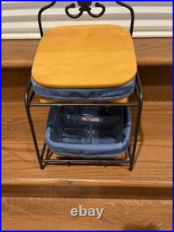 Longaberger Wrought Iron Little Bin Stand with baskets, protectors, and liners