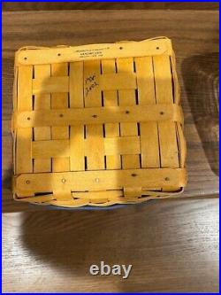 Longaberger Wrought Iron Little Bin Stand with baskets, protectors, and liners