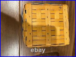 Longaberger Wrought Iron Little Bin Stand with baskets, protectors, and liners