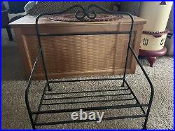 Longaberger Wrought Iron Newspaper Stand/Basket withlid Protector Rich Brown Set