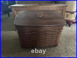 Longaberger Wrought Iron Newspaper Stand/Basket withlid Protector Rich Brown Set