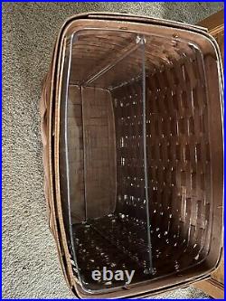 Longaberger Wrought Iron Newspaper Stand/Basket withlid Protector Rich Brown Set