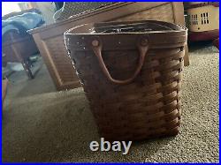 Longaberger Wrought Iron Newspaper Stand/Basket withlid Protector Rich Brown Set