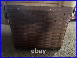 Longaberger Wrought Iron Newspaper Stand/Basket withlid Protector Rich Brown Set