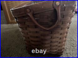 Longaberger Wrought Iron Newspaper Stand/Basket withlid Protector Rich Brown Set